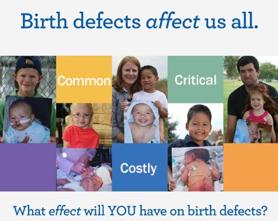 birth defects, banner, yellow, green, blue, affect, effect